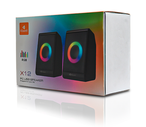 Kisonli X12 RGB Multimedia USB Computer Speaker (2.0 Channel)