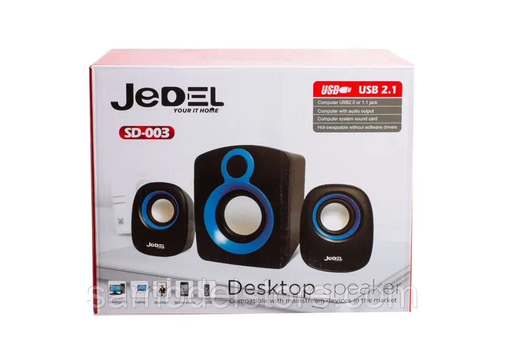 Jedel SD003 Compact 2.1 Desktop Speakers 5w 2x 3w USB Powered 3.5mm Jack