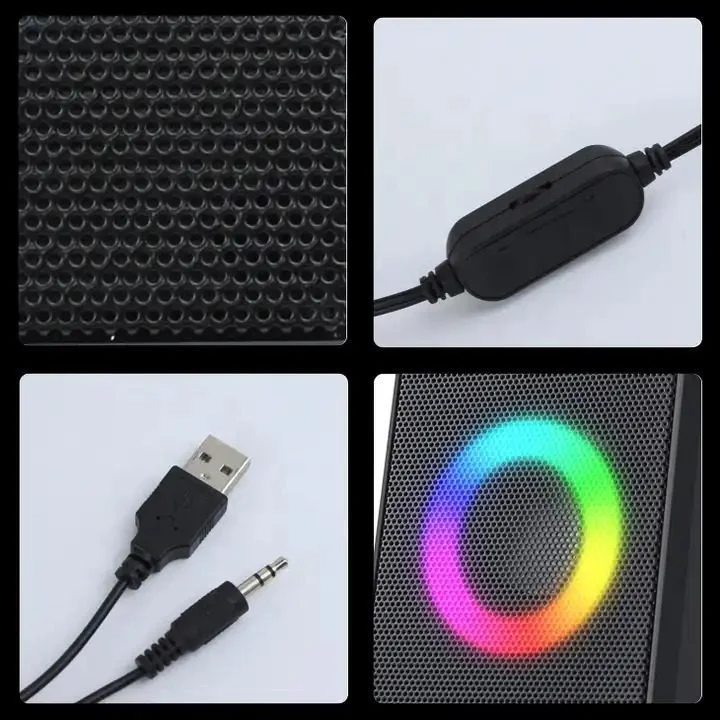Kisonli X12 RGB Multimedia USB Computer Speaker (2.0 Channel) image 1